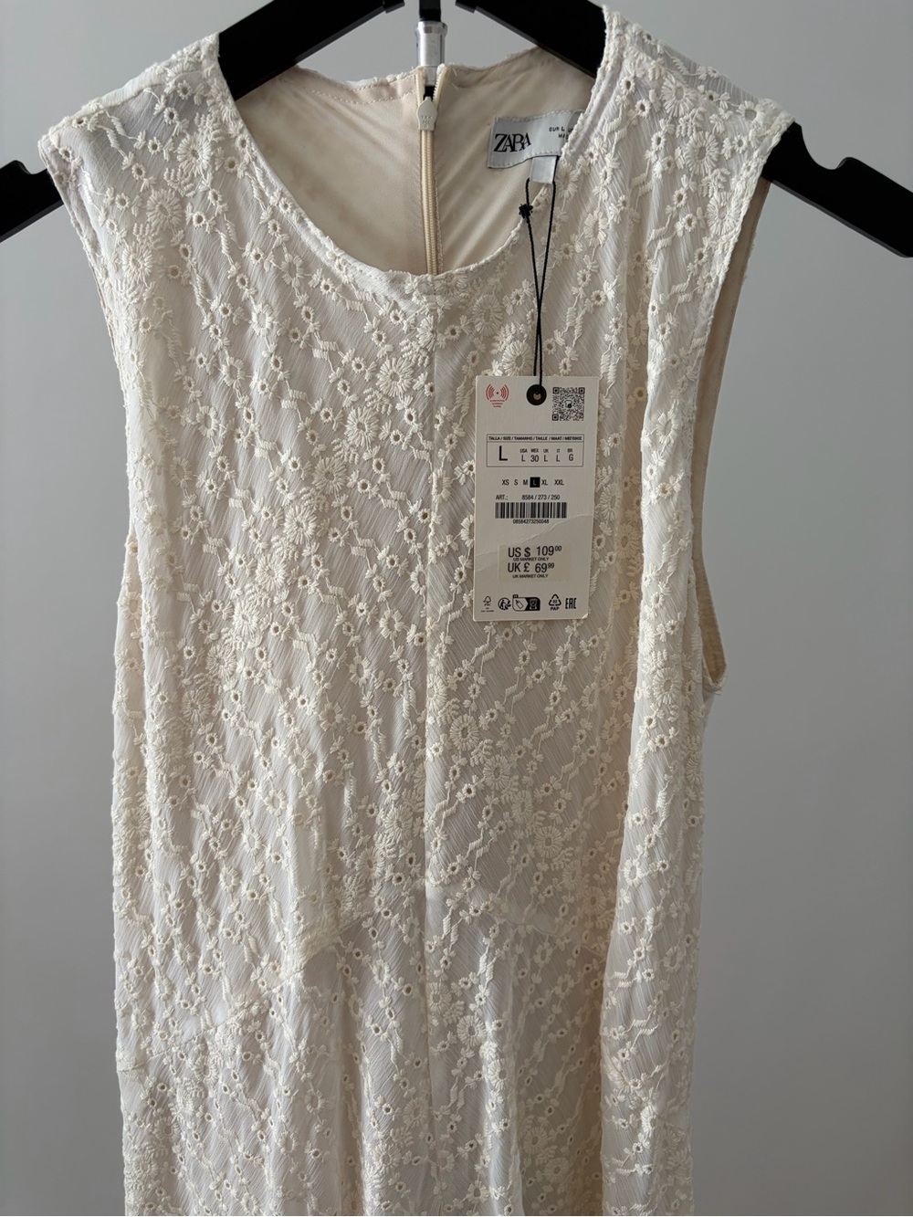 Zara Cream Lace Sleeveless Maxi Dress - Picture 3 of 5